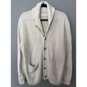 Spindle & Canister Cream Cardigan Sz M Wool/ CASHMERE blend Grandmacore Soft